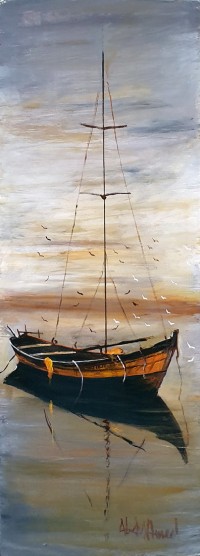 Abdul Hameed, 12 x 36 inch, Acrylic on Canvas, Seascape Painting, AC-ADHD-147